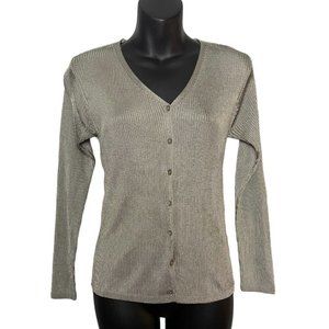 Linda Allard Ellen Tracy Womens Grey Viscose Cardigan Size Small Petite